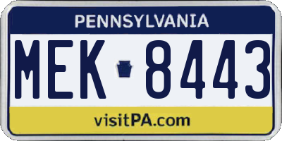 PA license plate MEK8443