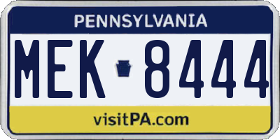 PA license plate MEK8444