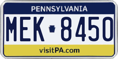 PA license plate MEK8450
