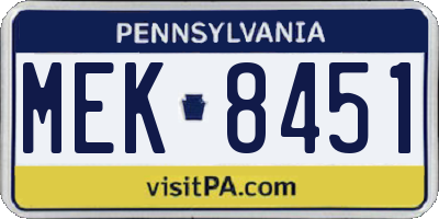 PA license plate MEK8451