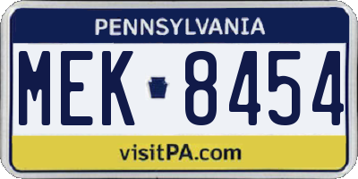PA license plate MEK8454
