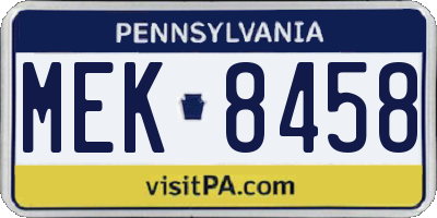 PA license plate MEK8458