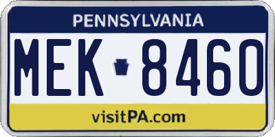 PA license plate MEK8460