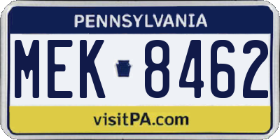 PA license plate MEK8462