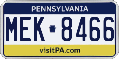 PA license plate MEK8466