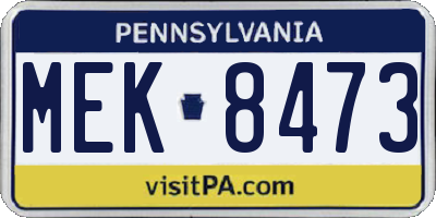 PA license plate MEK8473