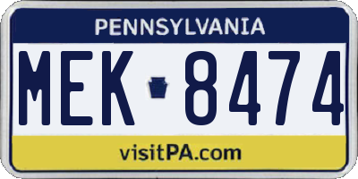 PA license plate MEK8474