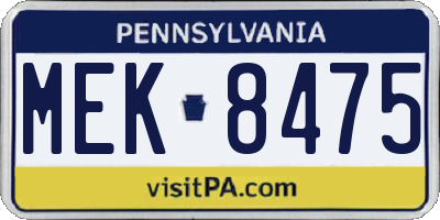 PA license plate MEK8475