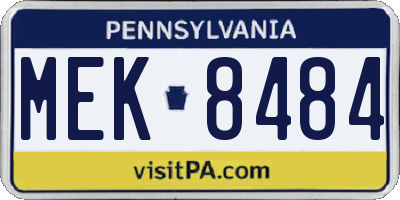 PA license plate MEK8484