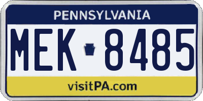 PA license plate MEK8485