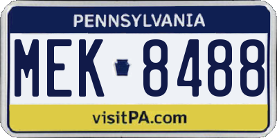 PA license plate MEK8488