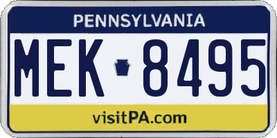PA license plate MEK8495