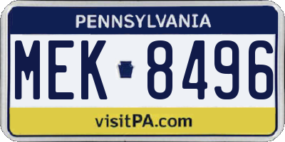 PA license plate MEK8496