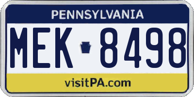 PA license plate MEK8498