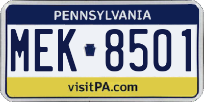 PA license plate MEK8501