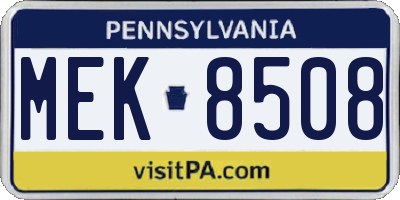 PA license plate MEK8508