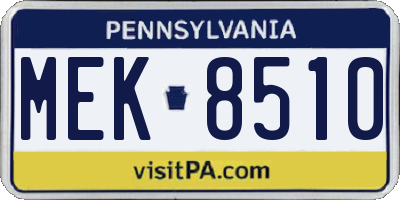 PA license plate MEK8510