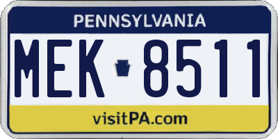 PA license plate MEK8511