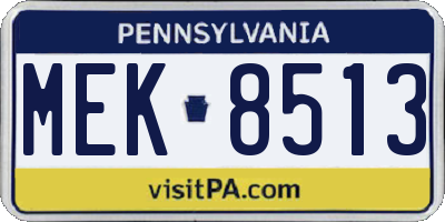 PA license plate MEK8513