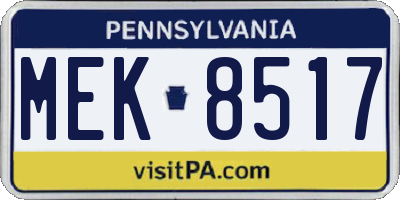 PA license plate MEK8517