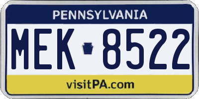 PA license plate MEK8522