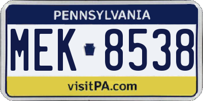 PA license plate MEK8538