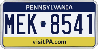 PA license plate MEK8541