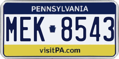 PA license plate MEK8543