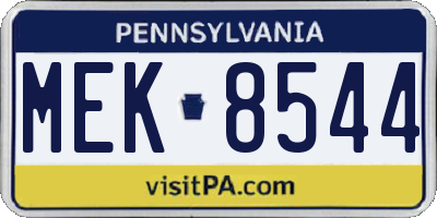PA license plate MEK8544
