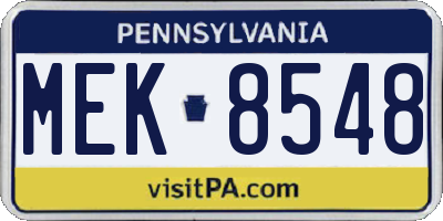 PA license plate MEK8548