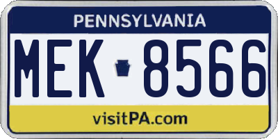 PA license plate MEK8566