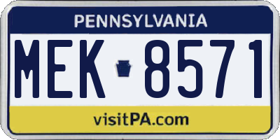 PA license plate MEK8571