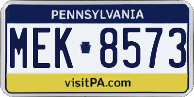 PA license plate MEK8573