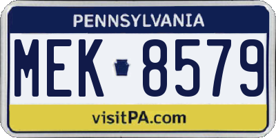 PA license plate MEK8579