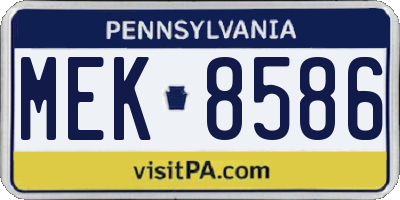PA license plate MEK8586