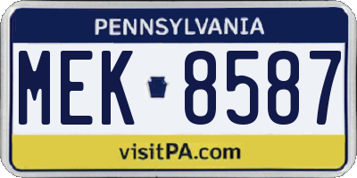 PA license plate MEK8587