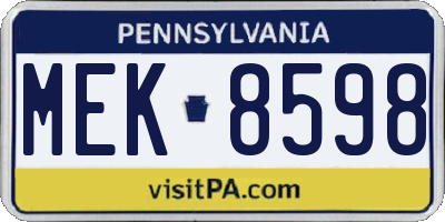 PA license plate MEK8598