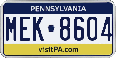 PA license plate MEK8604