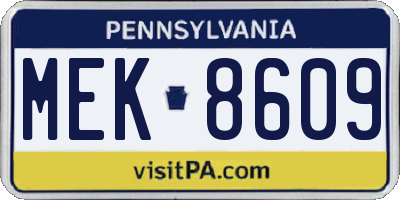 PA license plate MEK8609