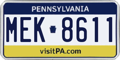 PA license plate MEK8611