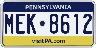 PA license plate MEK8612