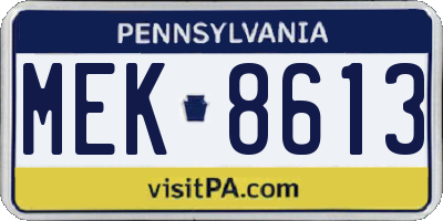 PA license plate MEK8613