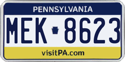 PA license plate MEK8623