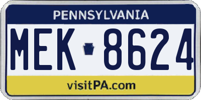PA license plate MEK8624