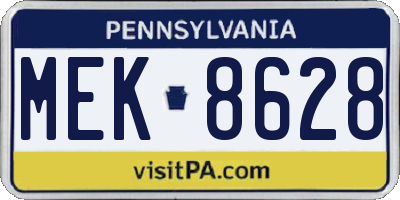 PA license plate MEK8628