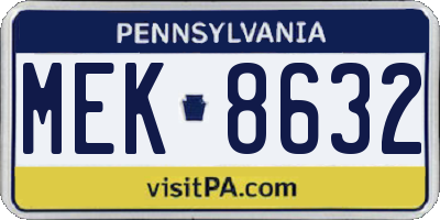 PA license plate MEK8632