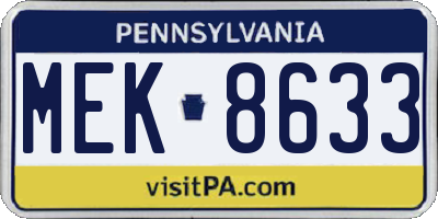 PA license plate MEK8633