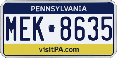 PA license plate MEK8635