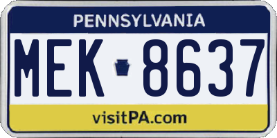 PA license plate MEK8637