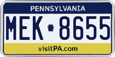 PA license plate MEK8655